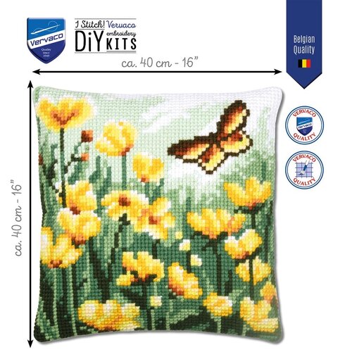 Vervaco Vervaco Borduur Kussen Vlinder tussen bloemen PN-0204618