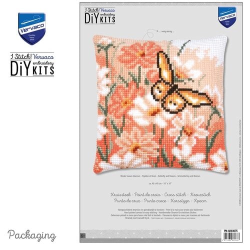 Vervaco Vervaco Borduur Kussen Vlinder tussen bloemen  PN-0203675