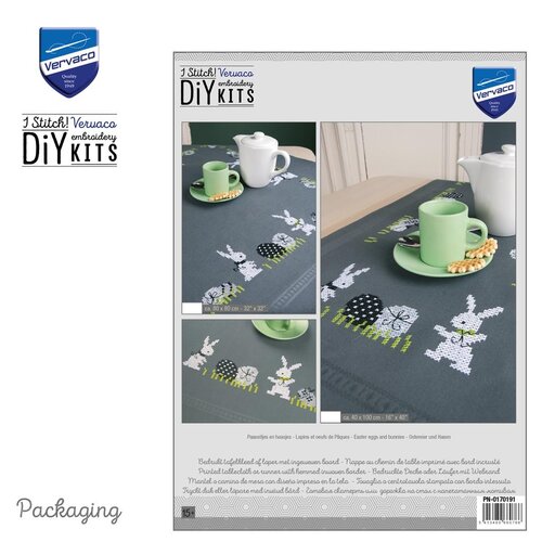 Vervaco Vervaco Tafelkleed Paaseitjes en haasjes 80 x 80 cm