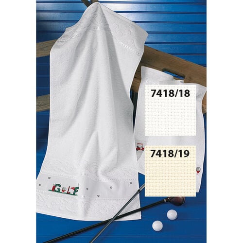 Permin Katoenen handdoek met aida band 50 x 100 cm creme