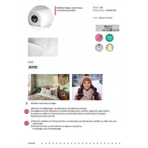 Mediac Volumevlies 90 cm 80 grams per meter