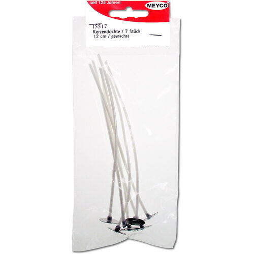Meyco Lontjes voor kaarsen gewaxed  12 cm 7 stuks met voetje