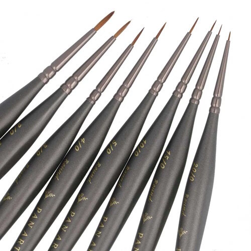 Penselenset in houten box 8 delig  0 tot -20 voor kleine details