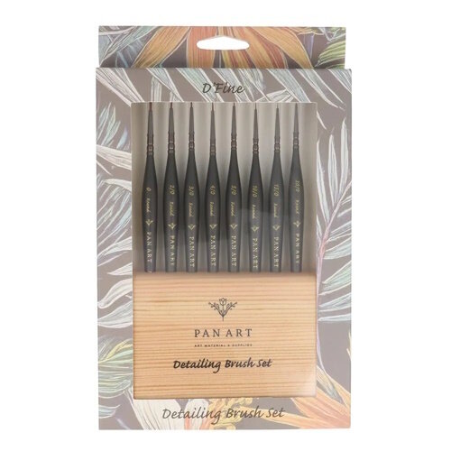 Penselenset in houten box 8 delig  0 tot -20 voor kleine details