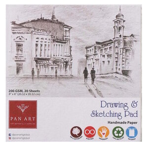Pan Art Tekenblok met handgeschept papier 200 grams 20 x 20 cm 20 vel