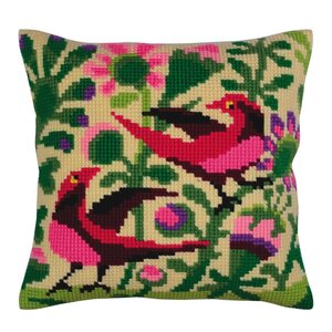 Collection D Art Kussen borduurpakket Birds of Paradise