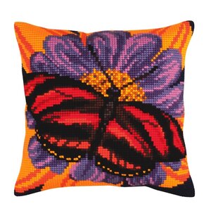 Collection D Art Kussen borduurpakket Vlinder