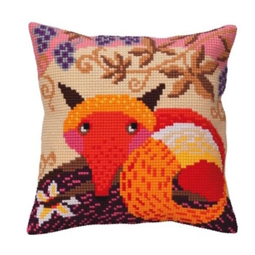 Collection D Art Kussen borduurpakket Fox and grape