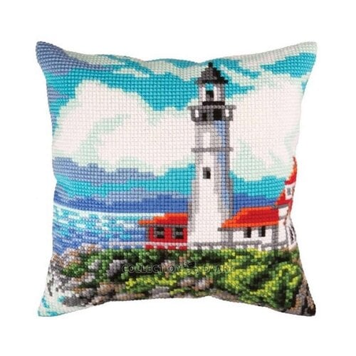 Collection D Art Kussen borduurpakket Lighthouse on the Shore of the Bay