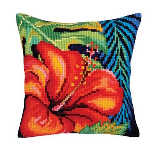 Collection D Art Kussen borduurpakket Hibiscus Flower