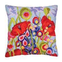 Kussen borduurpakket Red Poppies 5234