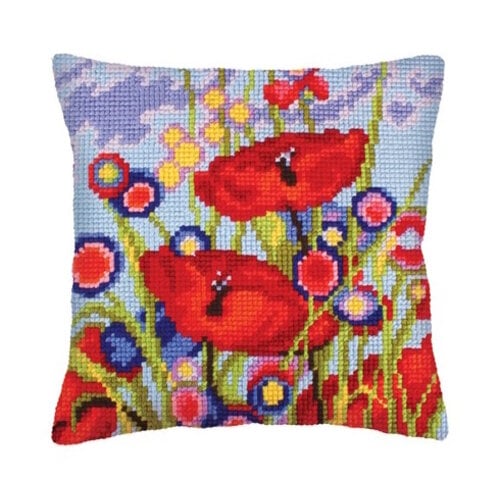Collection D Art Kussen borduurpakket Red Poppies 5233