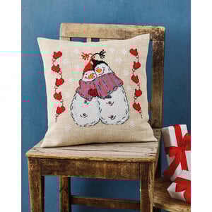 Permin Permin Borduurpakket Kussen Snow lovers 83-5216 Permin Permin Borduurpakket Kussen Snow lovers 83-5216