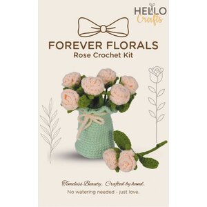 Hello Crafts Haakpakket Peach Roses in Vaas