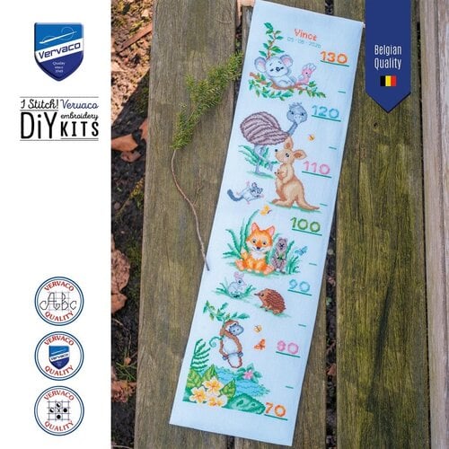 Vervaco Vervaco Borduurpakket Groeimeter Australische diertjes