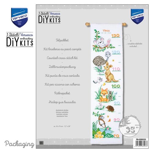 Vervaco Vervaco Borduurpakket Groeimeter Australische diertjes