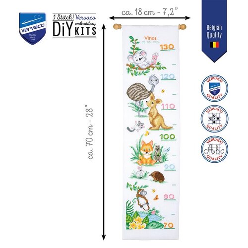 Vervaco Vervaco Borduurpakket Groeimeter Australische diertjes