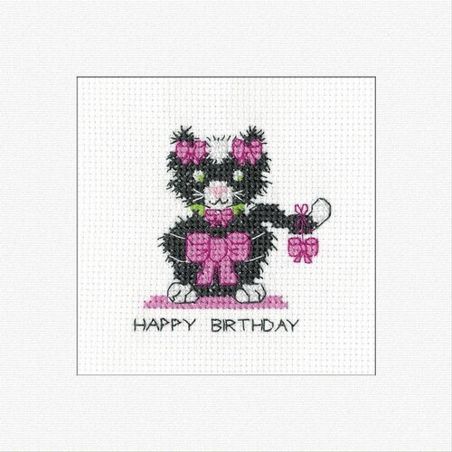 Heritage Crafts Heritage Crafts Borduurkaart Birthday Card Black Cat