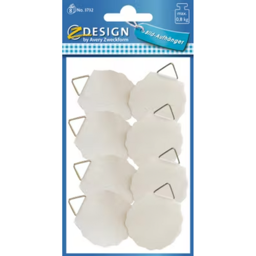 Schilderijhanger 30 mm wit 8 stuks max 800 gram Schilderijhanger 30 mm wit 8 stuks max 800 gram