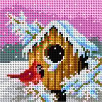 Voorbedrukt borduurpakket Vogelhuisje in de Winter