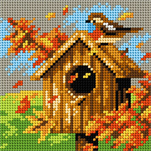 Orchidea Voorbedrukt borduurpakket Vogelhuisje in de Herfst