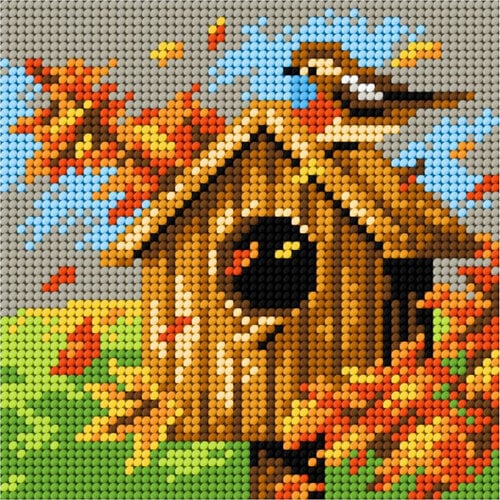 Orchidea Voorbedrukt borduurpakket Vogelhuisje in de Herfst