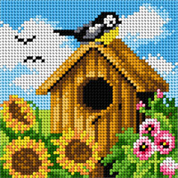 Voorbedrukt borduurpakket Vogelhuisje in de Zomer