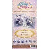 Losse Diamond Painting Kaarten 6 stuks Purple Flowers & Butterflies