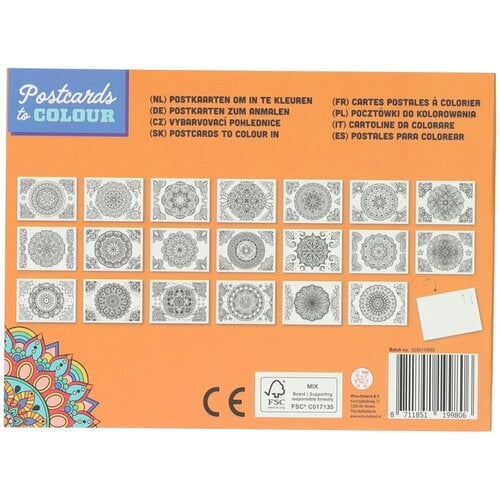 Wins Postkaarten om te Kleuren Voor Volwassenen Mandala 16,5 x 12 cm