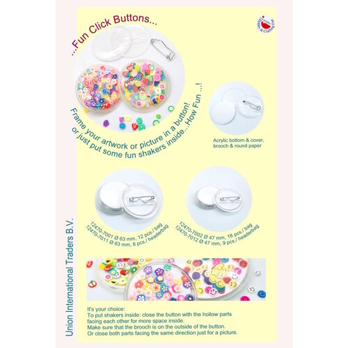 Hobby & Crafting Fun Transparante lege buttons 18  stuks 47 mm