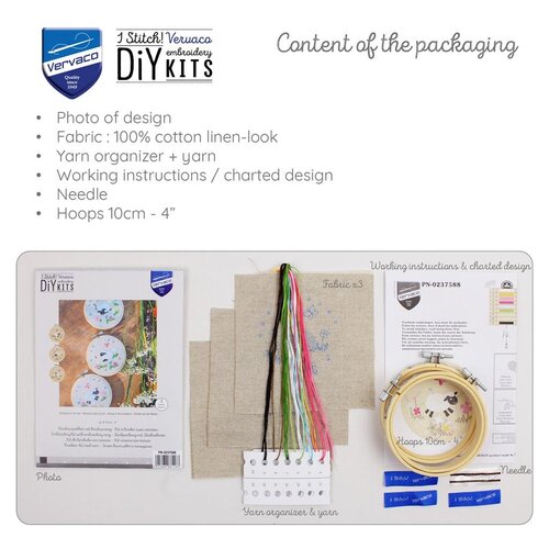 Vervaco Voorbedrukt Borduurpakket met borduurring Schaapjes in de wei  3 stuks