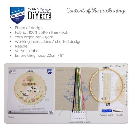 Vervaco Voorbedrukt Borduurpakket met borduurring Schaapjes in de wei