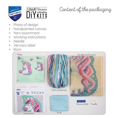 Vervaco Vervaco Kruissteekvormkussen met rug Eenhoorn