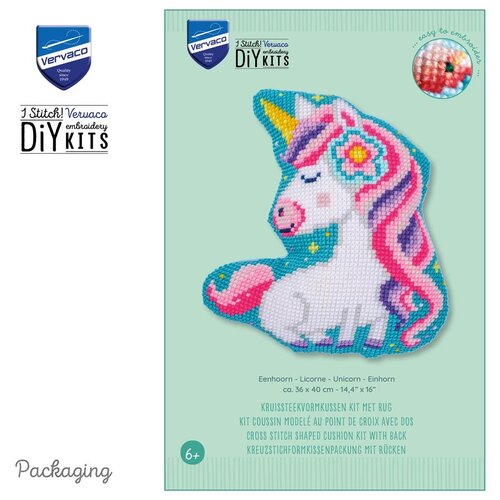 Vervaco Vervaco Kruissteekvormkussen met rug Eenhoorn