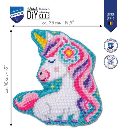 Vervaco Vervaco Kruissteekvormkussen met rug Eenhoorn