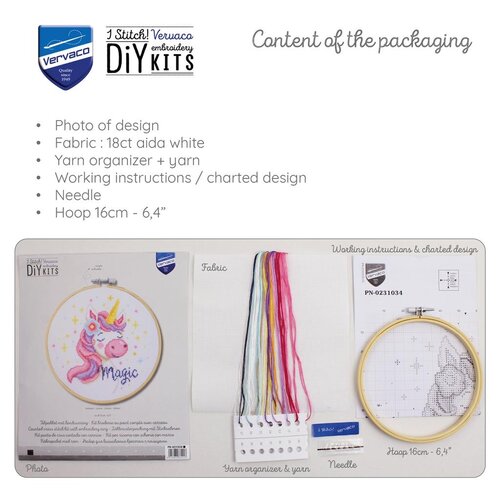 Vervaco Vervaco Voorbedrukt Borduurpakket Unircorn met borduurring