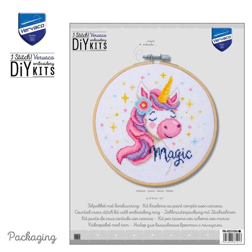 Vervaco Vervaco Voorbedrukt Borduurpakket Unircorn met borduurring