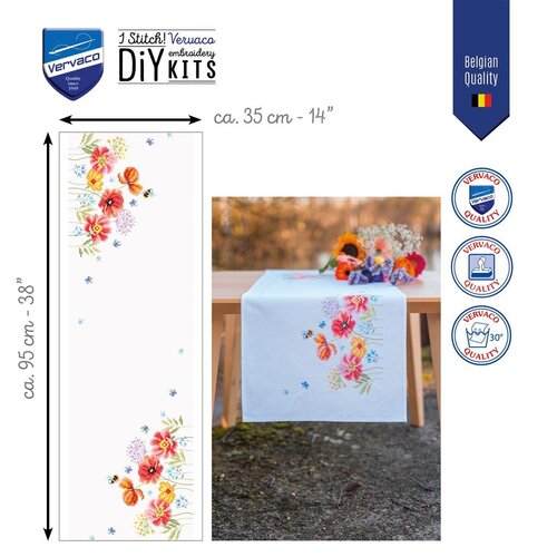 Vervaco Vervaco Tafelloper Klaprozen en wilde bloemen