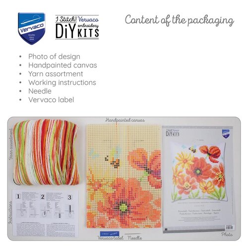 Vervaco Vervaco Borduur Kussen Klaprozen en wilde bloemen