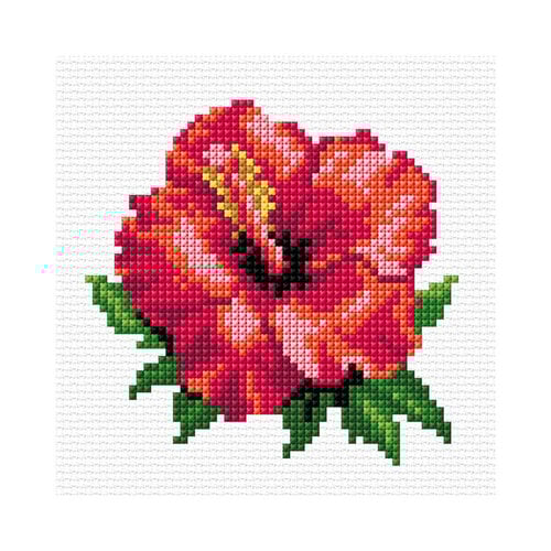 Orchidea Orchidea Voorbedrukt Borduurpakket Hibiscus 11 x 11 cm