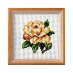 Orchidea Orchidea Voorbedrukt Borduurpakket Gele Roos 11 x 11 cm