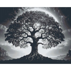 PixelHobby Pixelhobby Patroon 5883 Levensboom in zwart wit