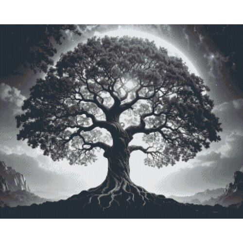 PixelHobby Pixelhobby Patroon 5883 Levensboom in zwart wit