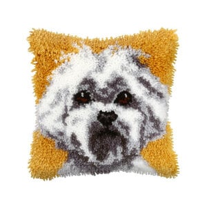 Orchidea Smyrna Knoopkussen Wit Hondje 25.5 x 25.5 cm