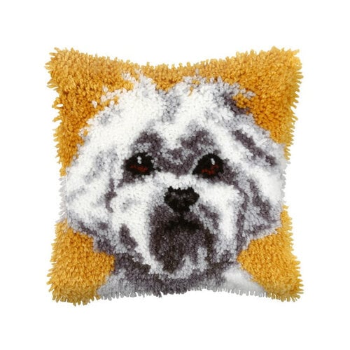 Orchidea Smyrna Knoopkussen Wit Hondje 25.5 x 25.5 cm