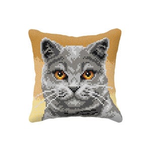 Orchidea Borduur kussen Britse Korthaar Kat 40 x 40 cm