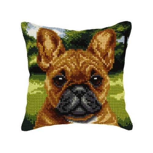 Orchidea Borduur kussen Bulldog 40 x 40 cm