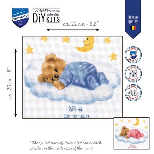 Vervaco Vervaco Borduurpakket Geboorte Slapend beertje
