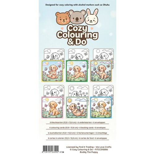 Cozy Colouring Cards Set Buddy The Puppy Outside Adventures