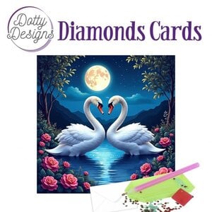 Dotty Designs   Diamond Painting Kaart Twee Zwanen